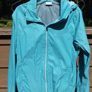 NWOT COLUMBIA Aqua Hooded Rain Jacket Sz L